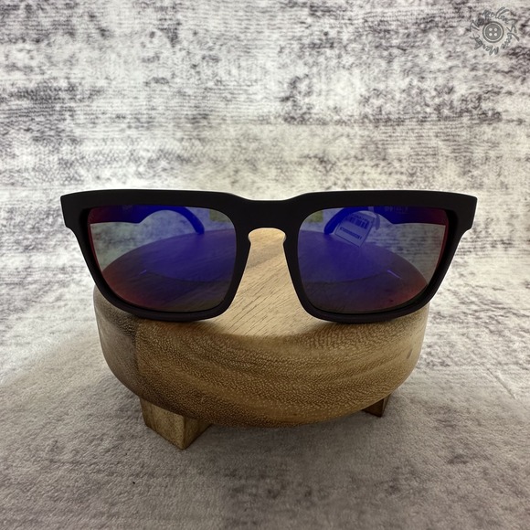 New Spy Helm Sunglasses Matte Plum Frame Happy Lens Purple Mirror 57-18-140 - Picture 2 of 13